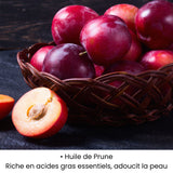 Huile de prune utilisée dans les soins KALYAË ORIGIN, riche en acides gras essentiels et reconnue pour adoucir et nourrir la peau.