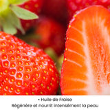Huile de fraise utilisée dans les soins KALYAË ORIGIN, reconnue pour régénérer et nourrir intensément la peau.